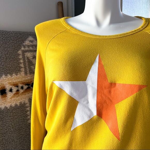 Sundry Yellow Long Sleeve Crewneck Pullover Sweatshirt Women’s Size 2/ Medium - Picture 2 of 8